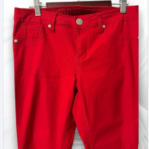 V.I.P Jeans Women’s Red Stretch Skinny Pants Size 9/10 Cotton Blend - Picture 4 of 6